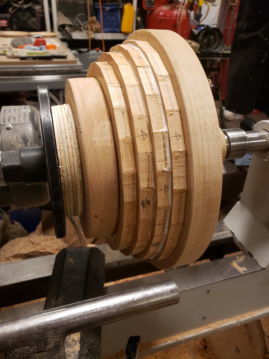 KyleStubbins's tweet photo. WIP. #segmentedbowl in #cherry. #woodworking #segmentedturning https://t.co/ysmJAWb2yT