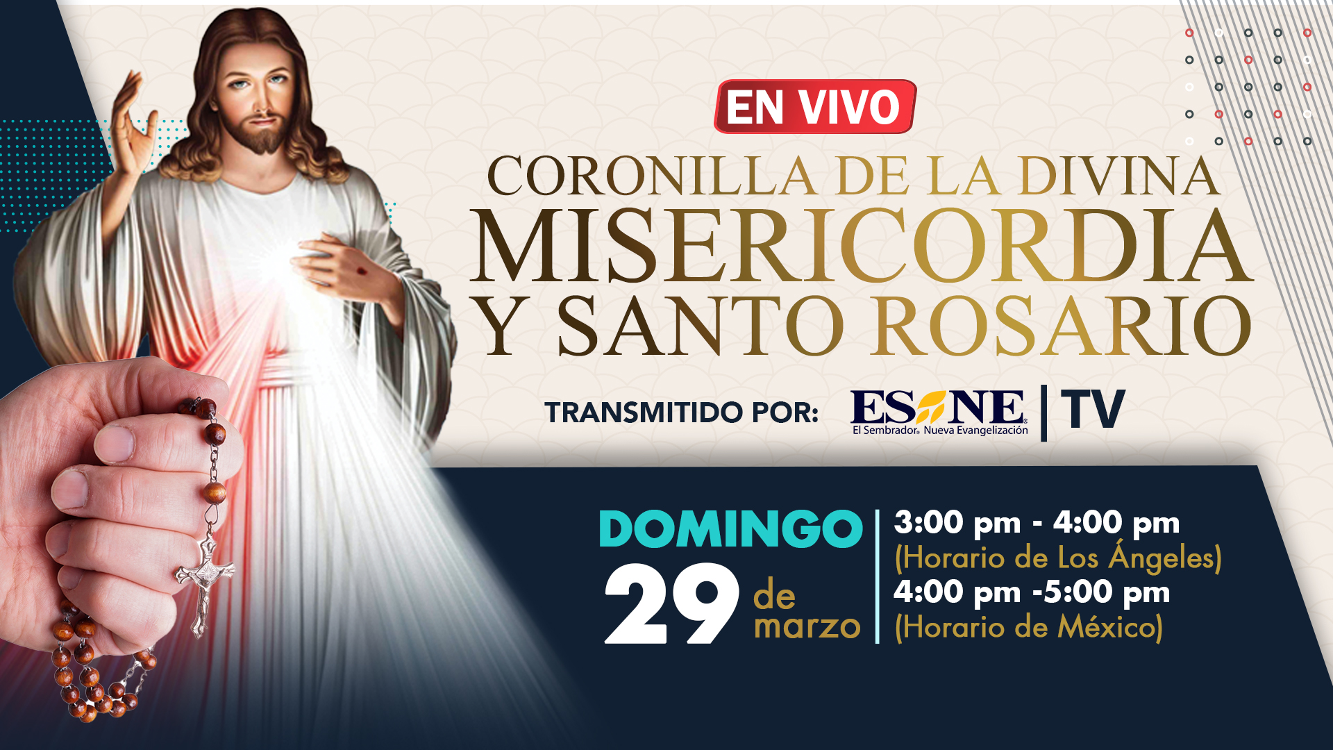 EL SEMBRADOR on Twitter: "Oremos con la Coronilla de la Divina Misericordia  seguida del Santo Rosario. | En vivo desde Esne Tv. #Esnetv #esne  #Coronilla #SantoRosario https://t.co/bRAoEQcGKH" / Twitter