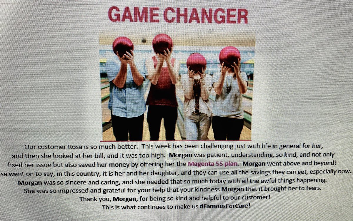 11pek26's tweet photo. Our Expert Morgan is a Rockstar! I’m one proud coach.   #TMobile #WFH #FamousForCare ⁦@TMobile⁩ ⁦@UKnow_Adolph⁩ ⁦@jgebing⁩ ⁦@GregThomas505⁩ ⁦@NicholOoo⁩ https://t.co/8T2vFOVLcU