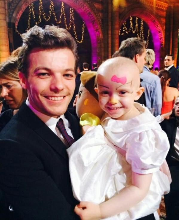 in 2015 louis tomlinson and his mum hosted the Believe in Magic Cinderella Ball, where terminally ill children were treated like princes and princesses, he donated 3 million dollars to support the charity
