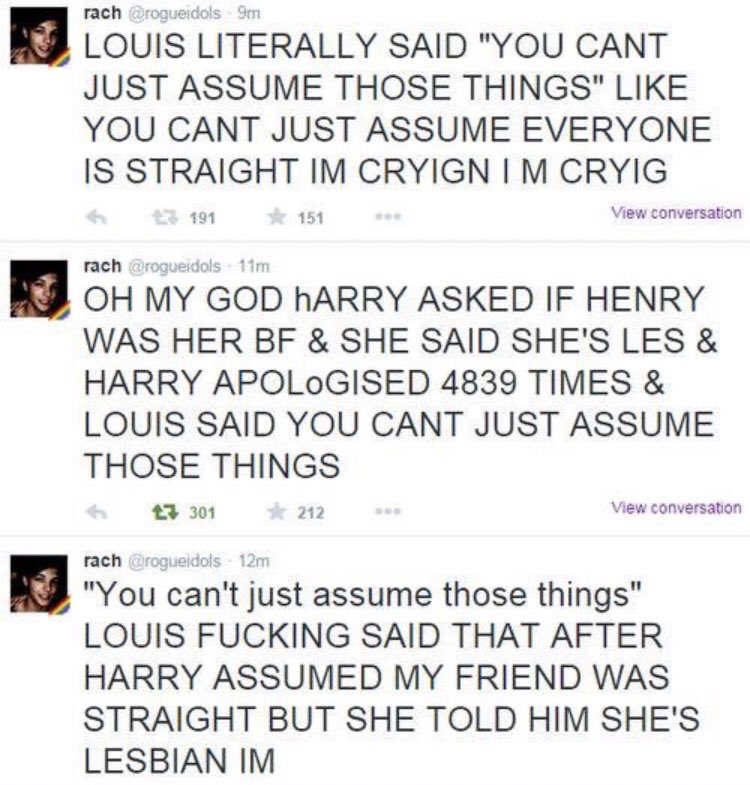 louis tomlinson was the first member of one direction to show support for lgbtq+ community, even fighting a homophobic interviewer once saying that he didn't care about the fans' sexuality and that it shouldn't be important