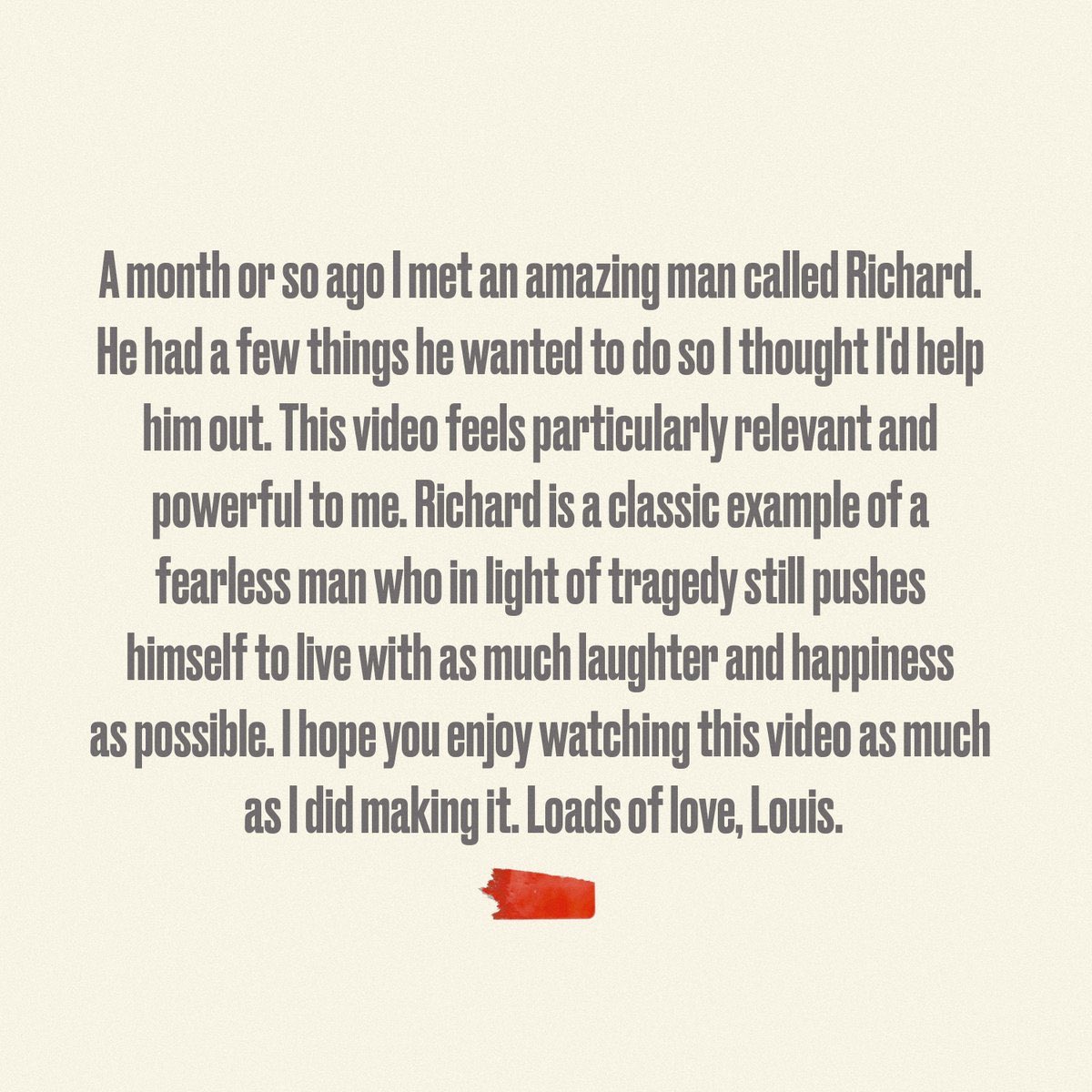 last year louis tomlinson has helped 83-year-old Richard fulfill his bucket list and he posted a video about the experience they had together on his official youtube channel