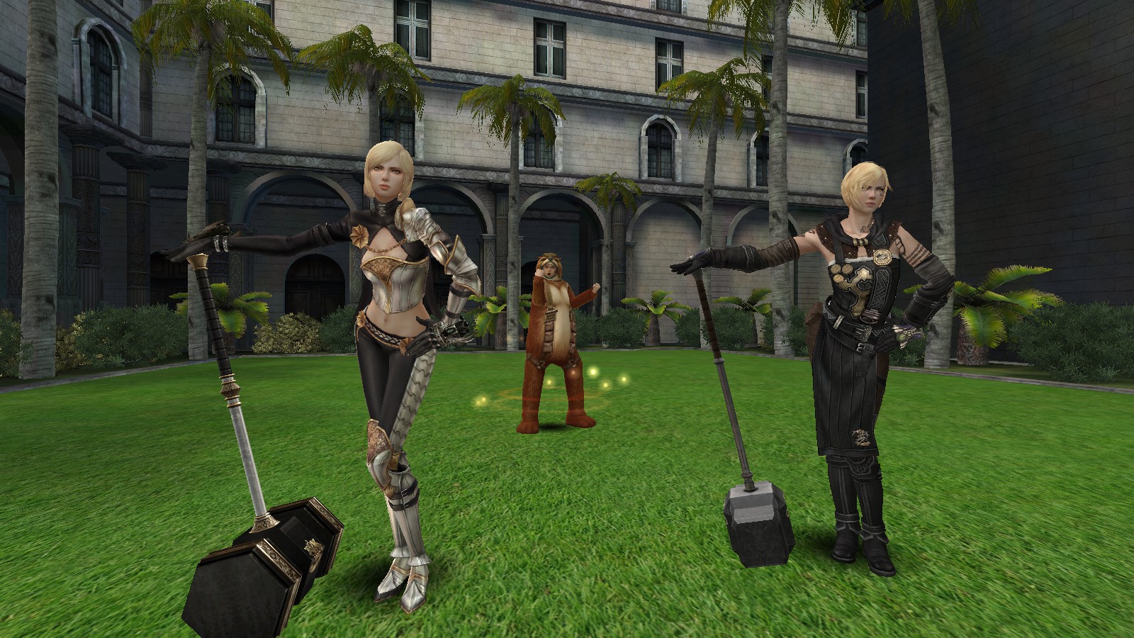 ろろにー Pcゲーマー すぐハンマーでぶん殴る気性の激しい女性キャラ ブリアンです 左が騎士 右が鍛冶屋 元々は騎士だったけど 家業を継ぐ男子がいなくなって鍛冶屋に転身した ぽいかんじですね Npcとしてゲーム内にいるのは鍛冶屋の方です