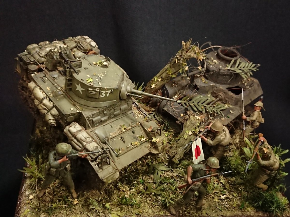 わいわいafvコンペ委員会 No Twitter わいわいafvコンペ公式完成品 作品名 Hunters Of The Jungle 使用キット タミヤ 1 35 M3スチュアート後期型 タミヤ 1 35 97式中戦車 残骸 南方戦線 鬱蒼と茂るジャングルで戦車を奇襲する日本軍です ジャングルでの近距離戦闘を わいわいafvコンペ委員会 No Twitter わいわいafvコンペ公式完成品 作品名 Hunters Of The Jungle 使用キット タミヤ 1 35 M3スチュアート後期型 タミヤ 1 35 97式中戦車 残骸 南方戦線 鬱蒼と茂るジャングルで戦車を奇襲する日本軍です ジャングルでの近距離戦闘を