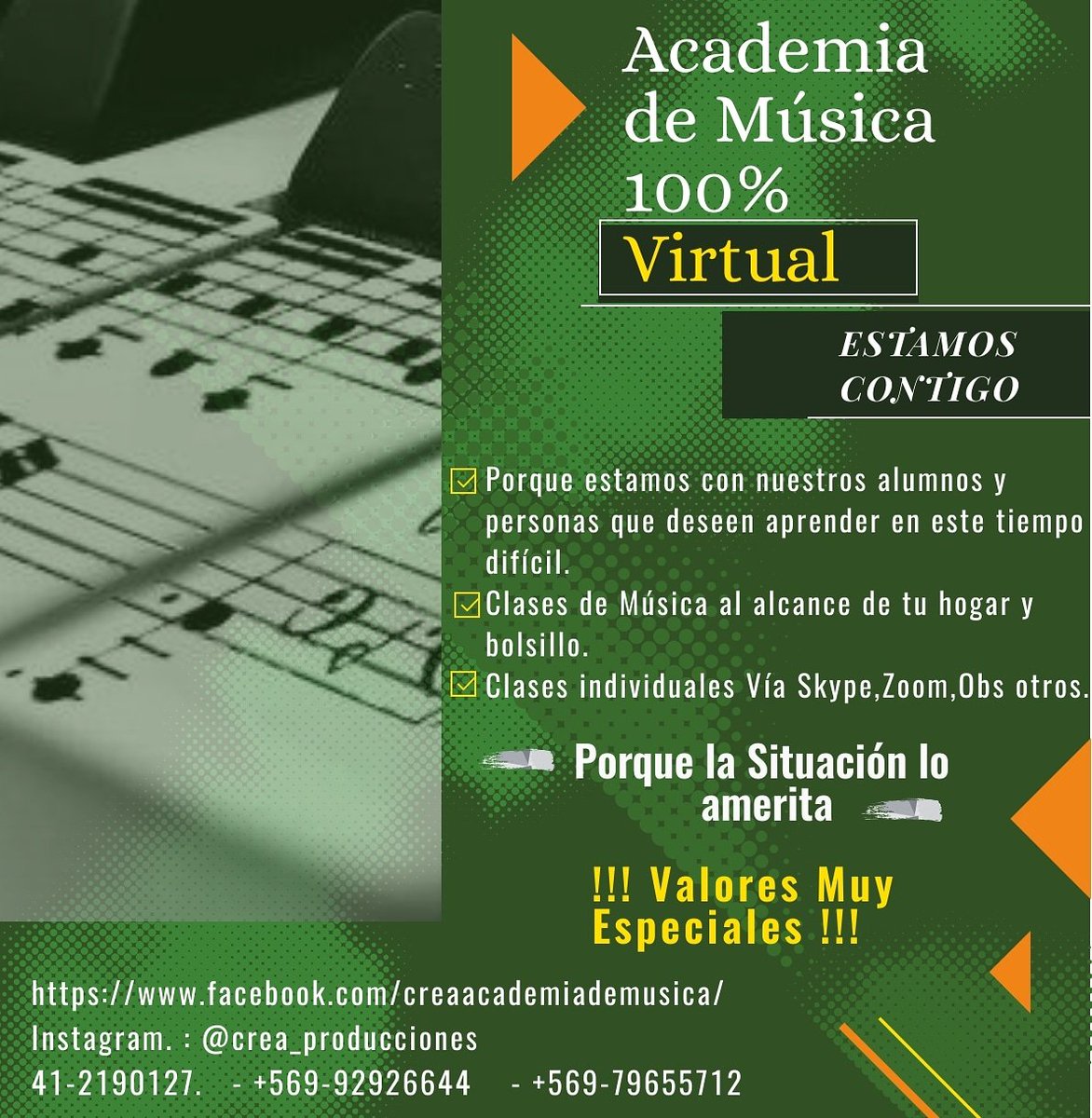 AcademiadeMsic4's tweet photo. Academia de Música Crea
Creemos que los  tiempos de crisis son tiempos para reinventarse.

Ahora clases 100% online y con precios accesibles, ya que somos concientes de la situación que vive nuestro país.
Los esperamos y todas sus consultas al teléfono 

+569 92926644 https://t.co/K7JoMOD3tn