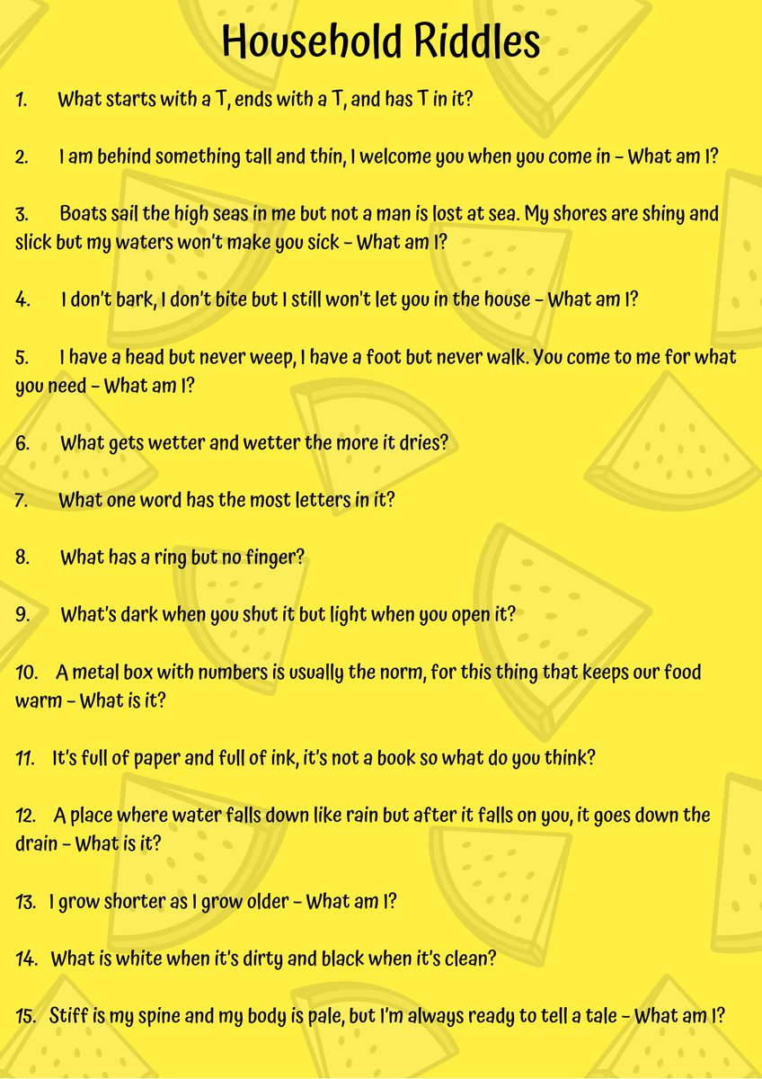 Chesterfield Royal On Twitter Today It S Sundayfunday And We Ve Put Together Some Household Riddles To To Help You Take Some Time For Yourself And Have A Little Fun Please Feel Free To