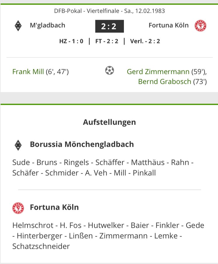 peterbahner's tweet photo. DFB-Pokal Viertelfinale 1983 vor 5.500 Zuschauern auf dem schneebedeckten #Bökelberg. Komfortable Führung der @borussia . In der zweiten Hälfte dreht Köln das Spiel. Kurt #Pinkall ließ mich verzweifeln. Im Wiederholungsspiel zieht Fortuna ins Halbfinale ein. #PeterLiveimStadion https://t.co/X7vYAAZibS