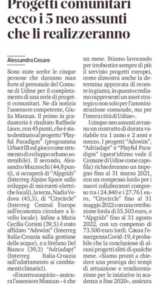 Stiamo lavorando per irrobustire sempre di più il servizio progetti europei del Comune di Udine! 💪🏻