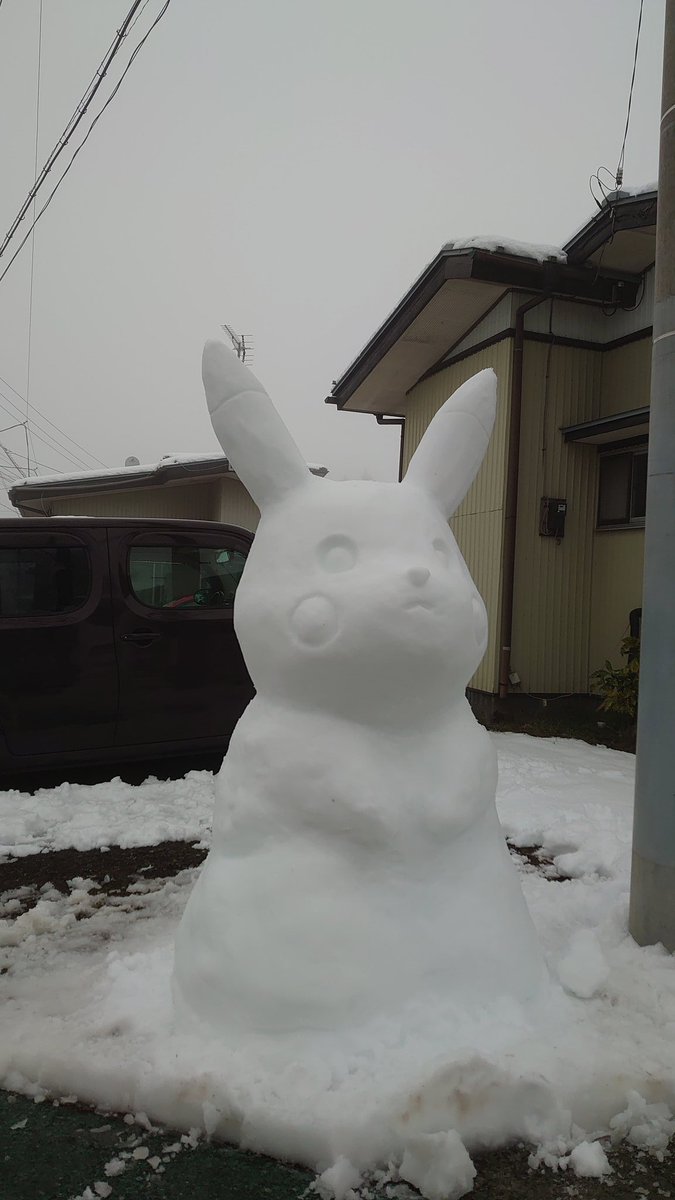 雪で交通事情が悪く危ないので 大人しく雪像作ってました。 久しぶりの