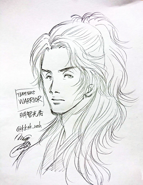 #リプ来たキャラの顔だけ描く
鉛筆の落書きですが描きました〜!スマホスキャンなんで綺麗じゃないですが💦
まずはモリーダーと、スーツ姿のどうでしょうコンビ(大泉さん・鈴井さん)、お二人からリクエストいただきました、WARRIORの光秀様(大泉さん)、下荒井の藍ちゃんを😅