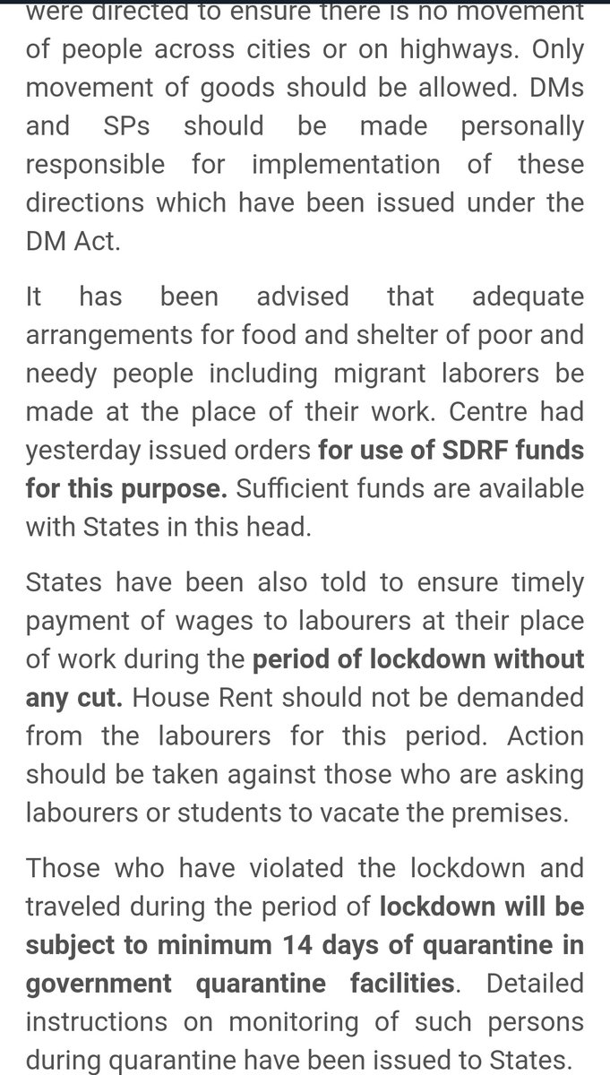 Indian govt ( @DG_PIB) has now asked states to ensure that there is no movement of people across cities and action against anyone asking students or labourers to vacate.  #covid19  #India