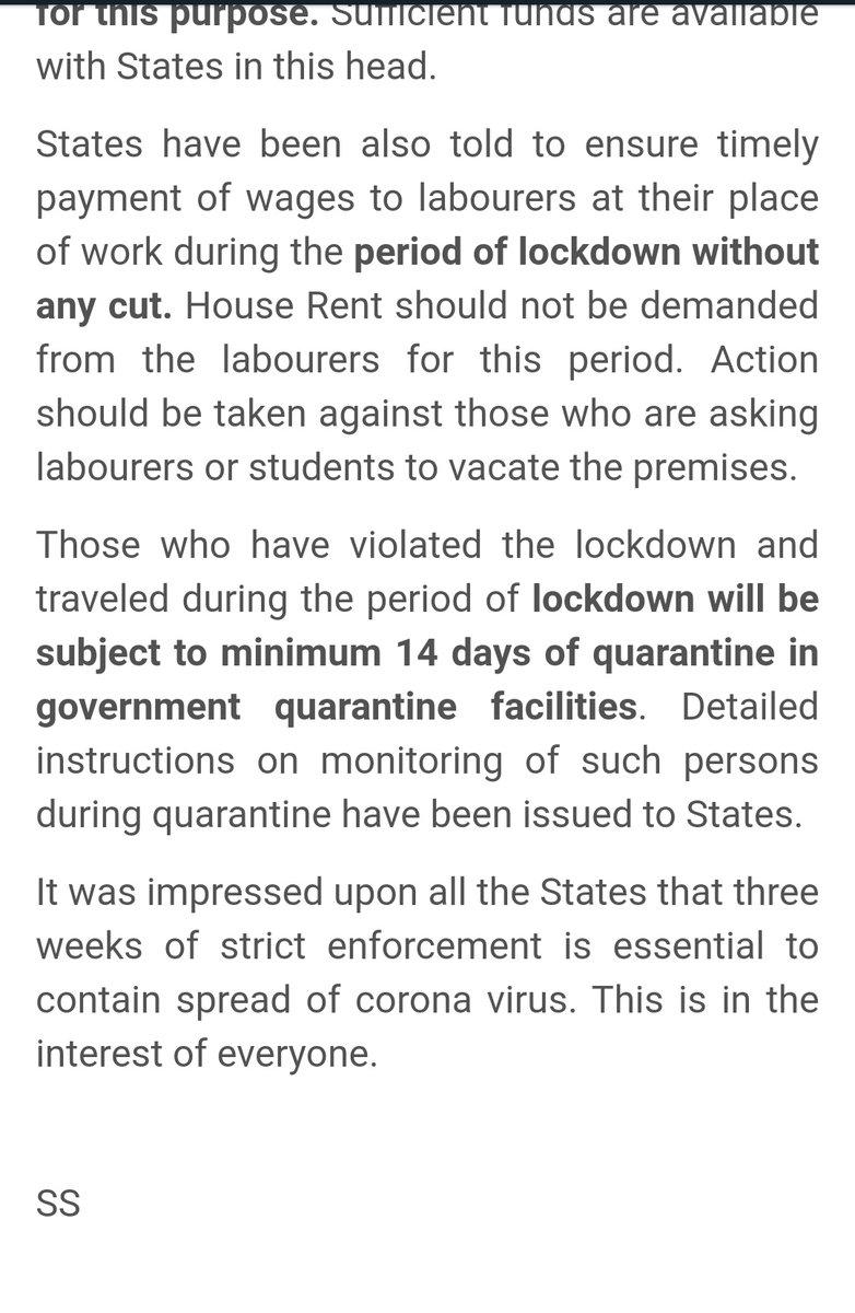 Indian govt ( @DG_PIB) has now asked states to ensure that there is no movement of people across cities and action against anyone asking students or labourers to vacate.  #covid19  #India