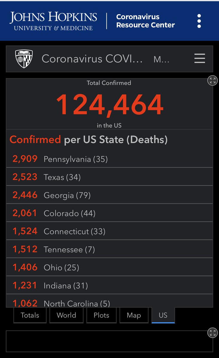 3/28/20 https://coronavirus.jhu.edu/map.html 