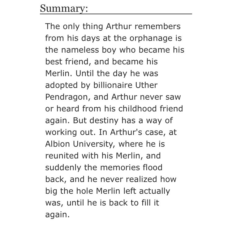 • I Can’t Sleep by lalunanocturnal  - merlin/arthur  - Rated E  - modern au, university, childhood friends  - 41,719 words https://archiveofourown.org/works/915710 