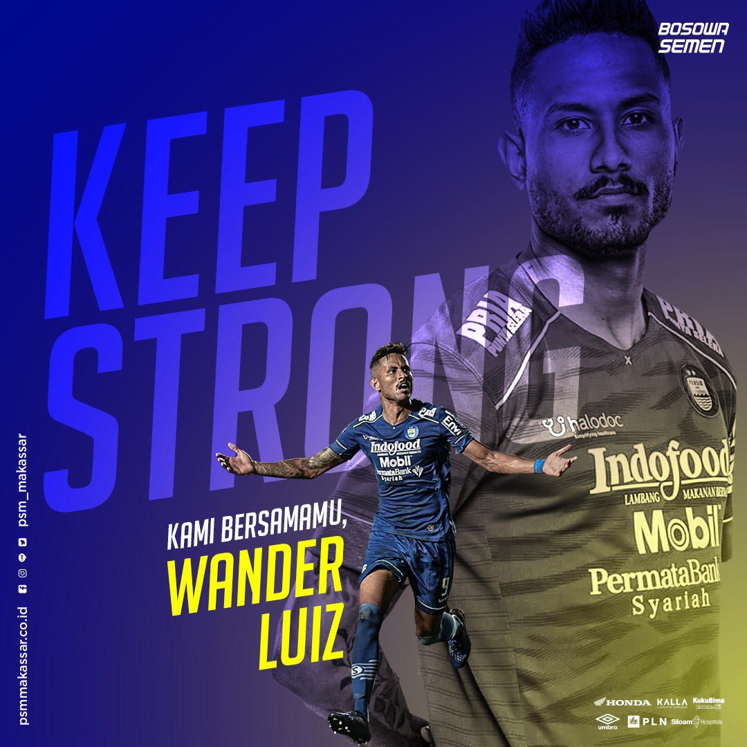 PSM_Makassar's tweet photo. Keep Strong Wander Luiz💪🏻❤️.

Wander Luiz pemain @persib yang terindikasi positif Covid-19, Lekas Pulih✊🏻!

#EwakoPSM #KitaBersaudara #LawanCorona #Dirumahaja https://t.co/ND74QjKBj8