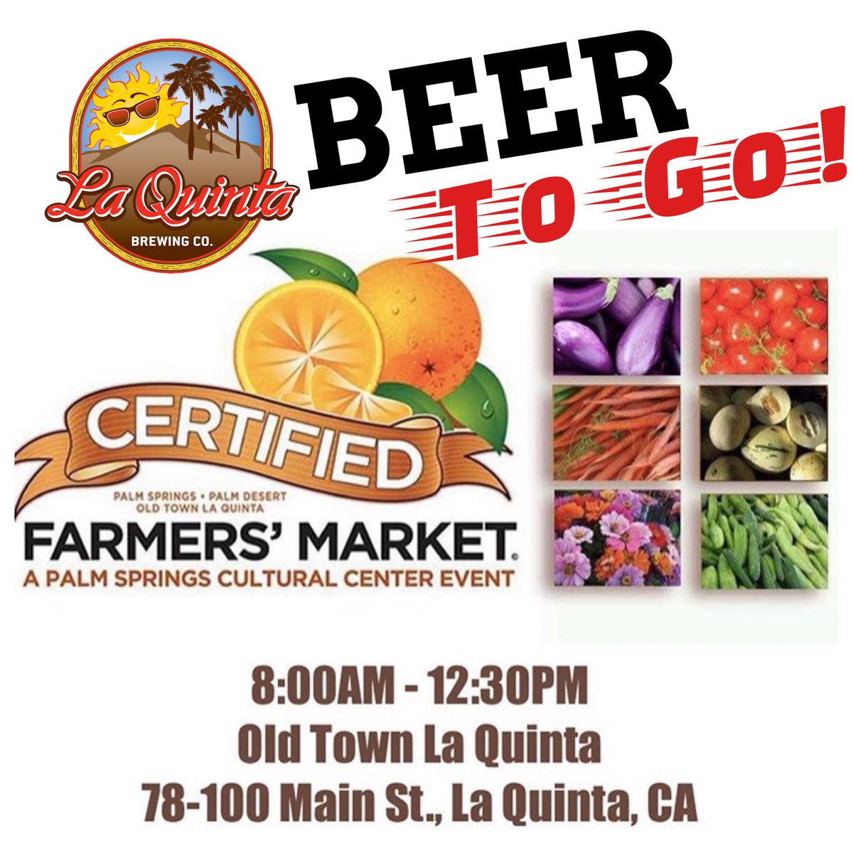 LaQuintaBrewing's tweet photo. TOMORROW! We’ll be on the patio of the Old Town Taproom in La Quinta, Sunday morning at 9am with “to go” beer. Come see us! #supportlocal #smallbusiness #community #tastethesunshine #laquintabrewing #authenticallylocal #independentbeer #staycool #drinklocal #craftnotcrap https://t.co/7KgqIod4fr