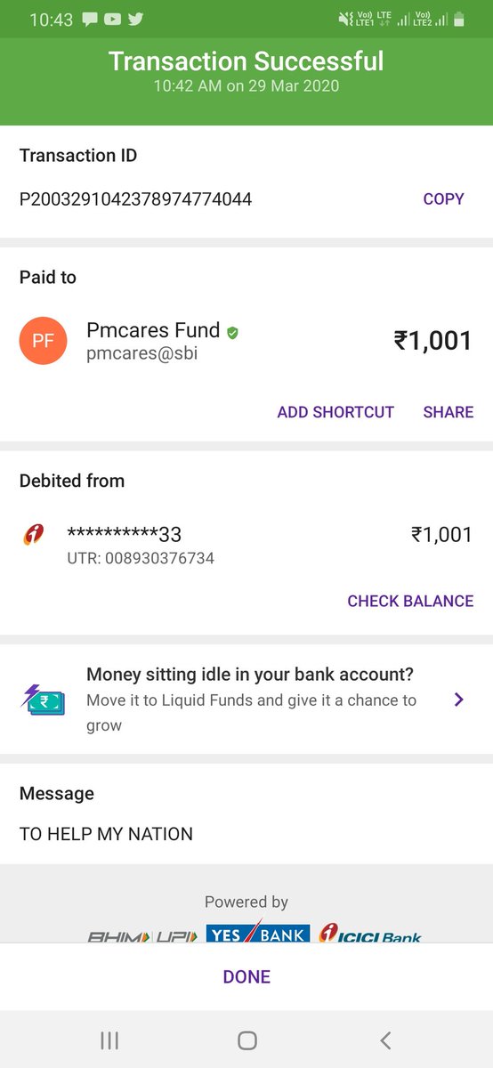 Akash001G's tweet photo. #PMCARES my small donation... @narendramodi https://t.co/X6vOC092vU