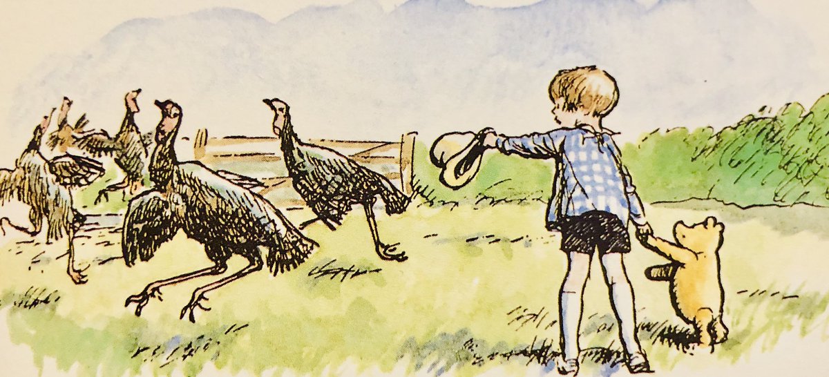 “Let’s frighten the dragons,” I said to Pooh
“That’s right,” said Pooh to Me
“I’m not afraid,” I said to Pooh
And I held his paw and I shouted, “Shoo!
Silly old dragons!” - and off they flew.
“I wasn’t afraid,” said Pooh, said he
“I’m never afraid with you.”
~A.A.Milne #BeBrave