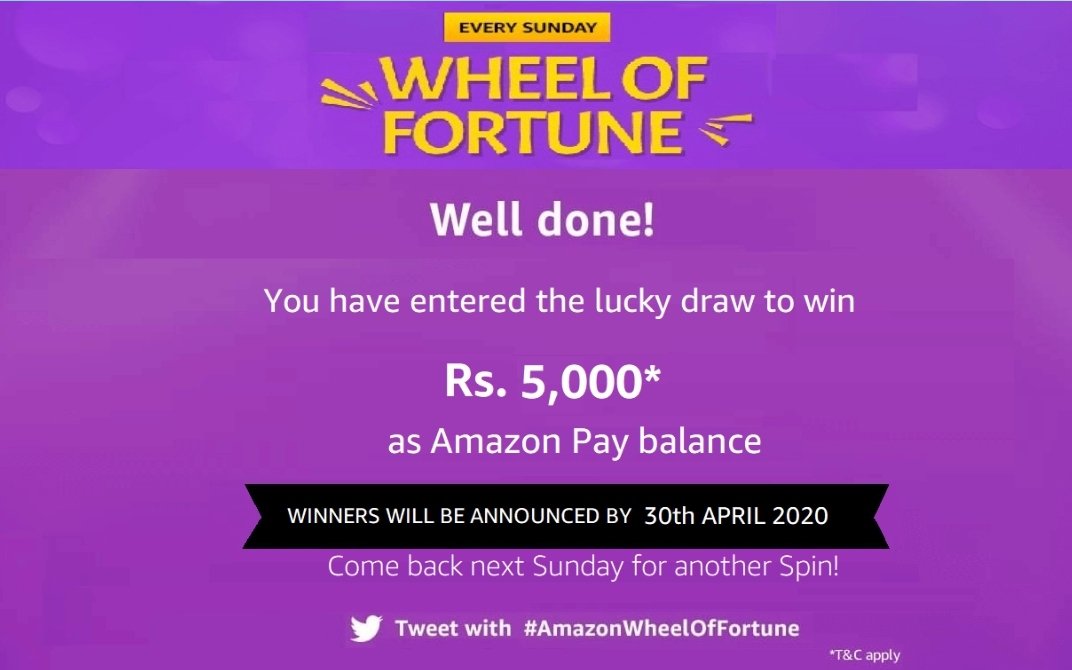 DivyGajjar's tweet photo. #AmazonWheelOfFortune https://t.co/COYr0K6rzi