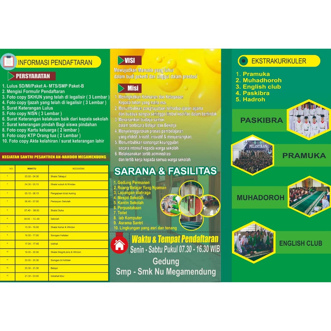 NU_Megamendung's tweet image. PENERIMAAN PESERTA DIDIK BARU
SMP-SMK NAHDLATUL ULAMA MEGAMENDUNG
TAHUN PELAJARAN 2020/2021 
📍Gedung SMP-SMK Nahdlatul Ulama Megamendung ( Jl. Babakan Rt 02/07 Desa Cipayung Kecamatan Megamendung Kab. Bogor )
☎ *Ita Rosita ( 0857-2155-3452 )
 *Sri Wahyuni ( 0895-2280-7501 )