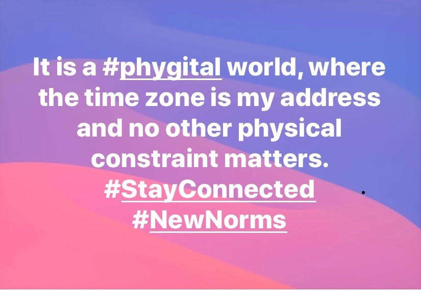 AartiSehdev's tweet photo. Get #virtual! It is a “#phygital” world, where the time zone is my address and no other physical constraint matters. #StayConnected #NewerWays 💯📌 https://t.co/IZESezcWEt
