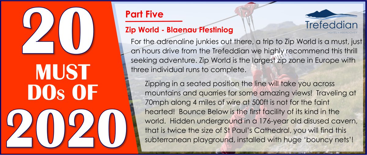 2020 is set to be a fantastic year!
We have compiled 20 of the most exciting things to do whilst staying with us this year. Be sure to upload lots of photos making sure you tag us in them! Have Fun! <a href="/TrefeddianHotel/">Trefeddian hotel</a> #trefwales