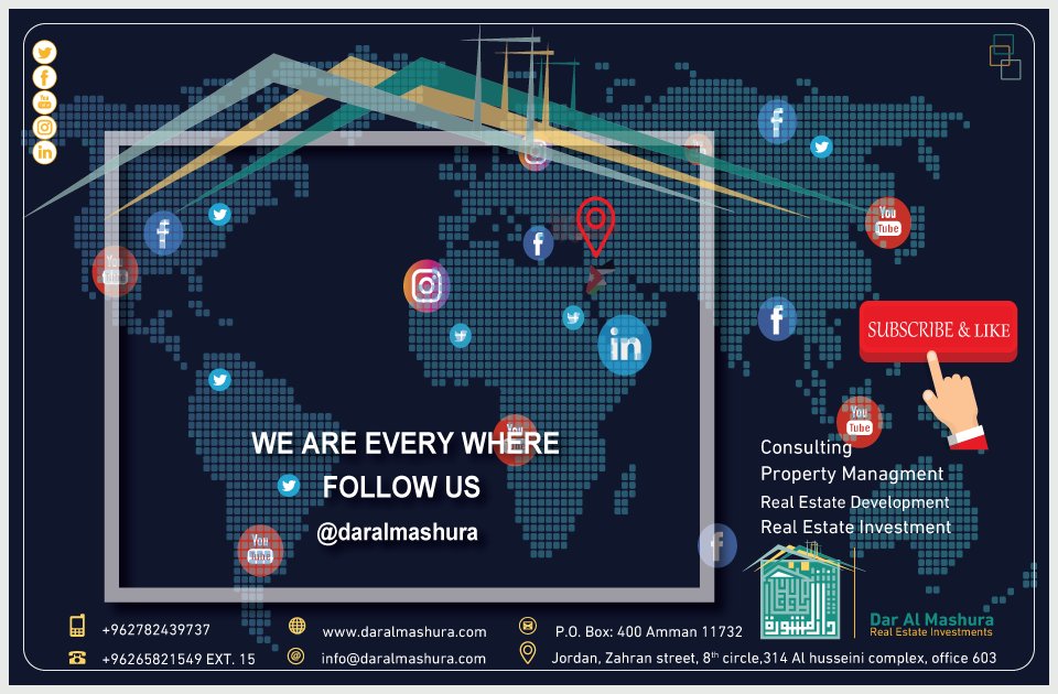 daralmashura's tweet photo. #الله_يحمي_الاردن
من اجل عائلتك
#خليك_بالبيت
#حظر_التجول
#كورونا
#stayhome
#staysafe
#Coronavirus
Don't worry
we are always with you
Dar Almashura for Real Estate Investment co. ltd.
#Our_Services
#Real_estate_consulting #Property_management
#Real_estate_development #Real_estate https://t.co/G2jzOboxZO
