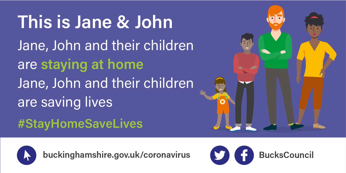 BucksCouncil's tweet image. Jane and John are saving lives. Be like Jane and John. 
#StayHomeSaveLives #Bucks #COVID19