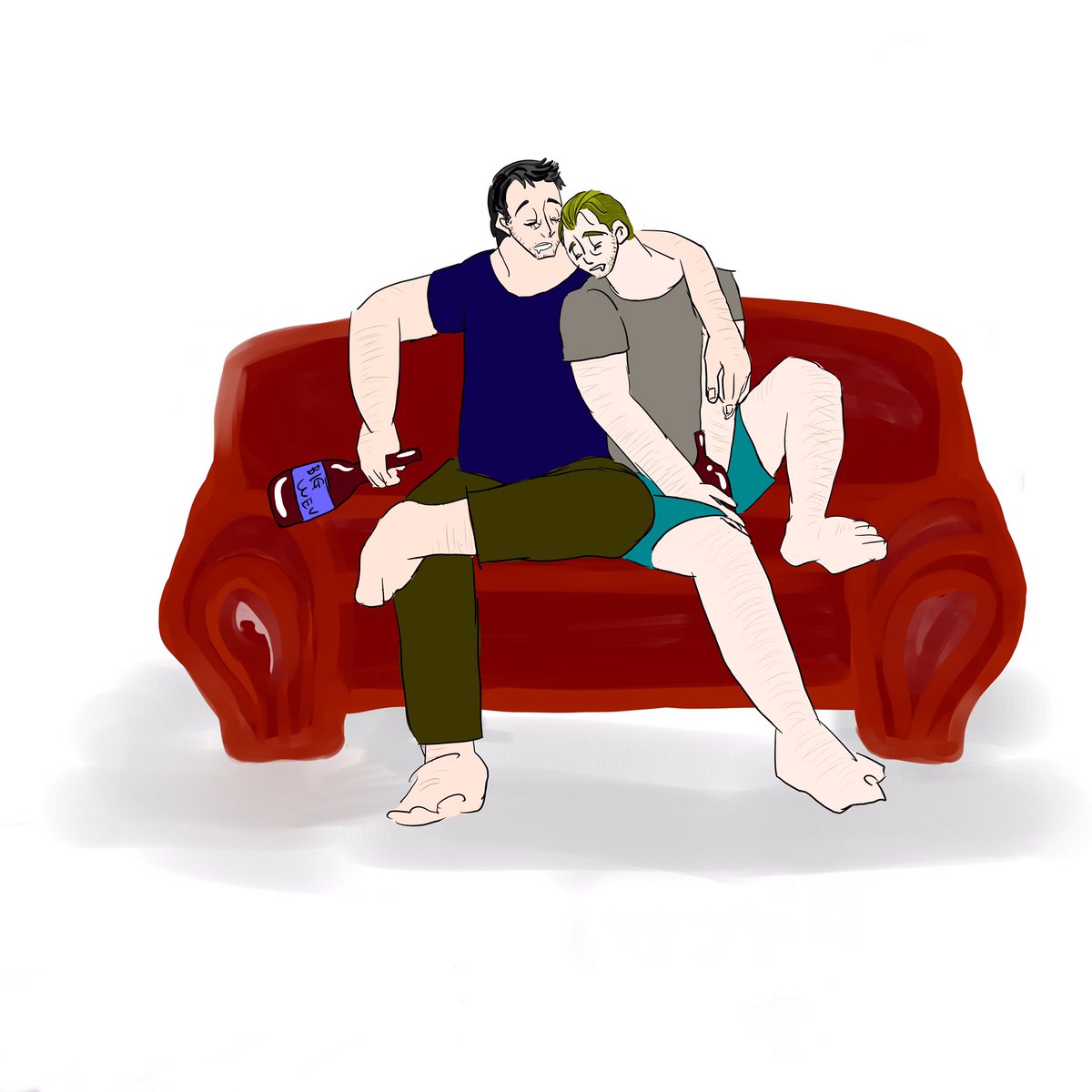 カズキ 事件解決して家でゆっくりして寝ちゃったマクダノちゃん 起きたら首が痛いダノぴと腕が痛いスチーヴ