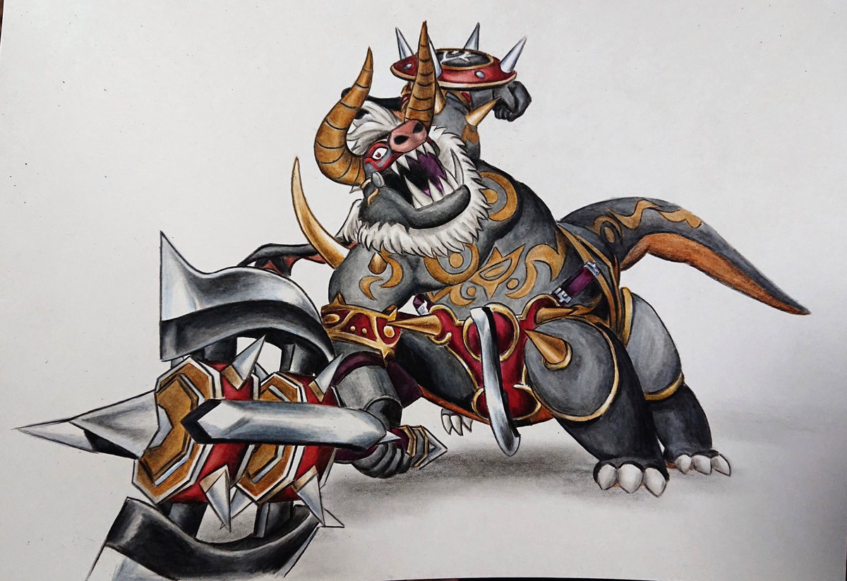 ケイ Dq10 紅蓮の魔剣士 色鉛筆で闇朱の獣牙兵団描きました ガーゴイルがタフに思えるのは自分だけなのかな Dq10 Dqx ドラクエ10 ドラクエx イラスト 色鉛筆画
