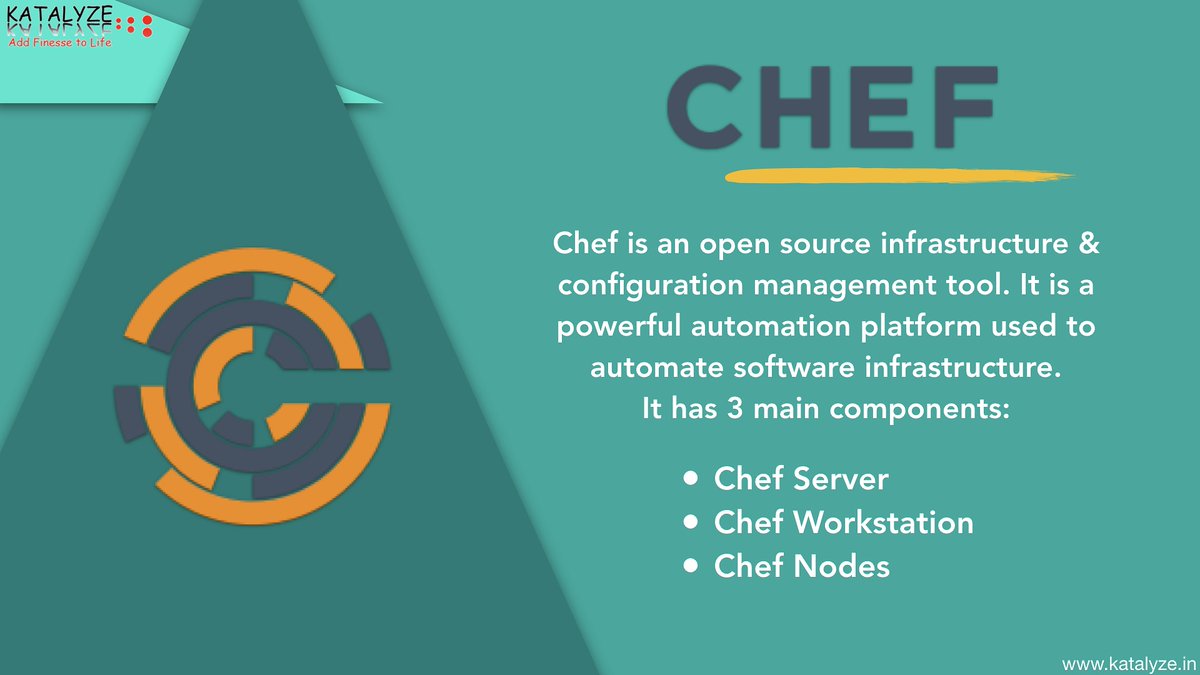 What is Chef? 
Chef is an open source infrastructure & configuration management tool.

Visit katalyze.in to know more.

#chef #python  #devopstraining #Python #programming #devops #pythontraining #technicaltraining #technicalcourses #katalyze