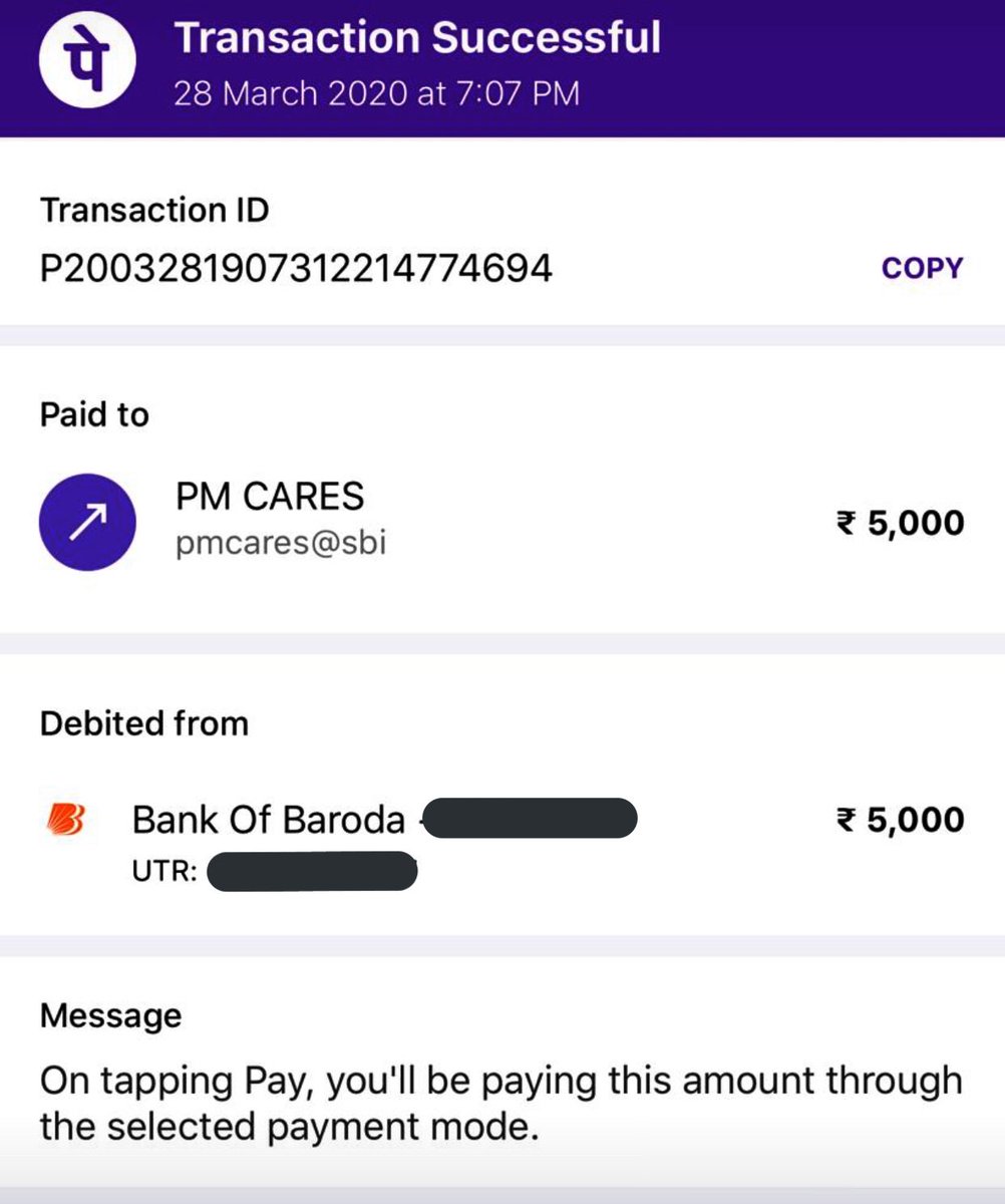 krshah275's tweet photo. @narendramodi @PMCares #PMCaresFund #pmcare Dear Prime minister ,I have contributed my small  amount of money to covid19 fund .I hope my small help to save lives . Thank you for all the work massive work you are doing it for our country to get out of it .we all are with you . https://t.co/PQRoFYtvVk