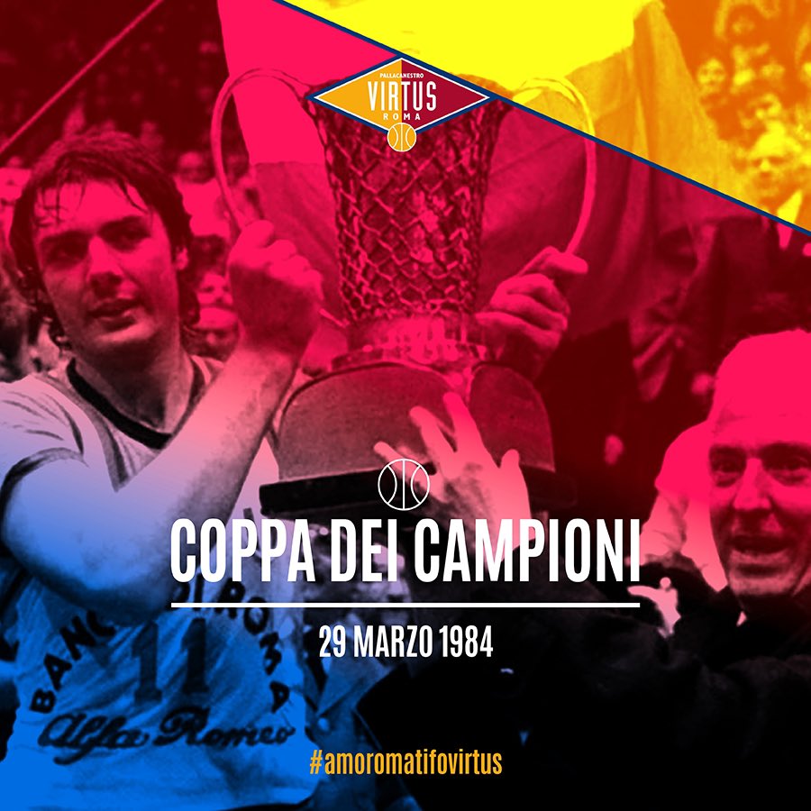 VirtusRoma's tweet photo. 🏆 29 Marzo 1984 🏆 

💪 Siamo sul tetto d'Europa dopo la grande rimonta nella finale con il Barcellona, sconfitto 79-73. 🥇

#amoromatifovirtus #TuttoUnAltroSport #LBASerieA https://t.co/alZ3OcRp82