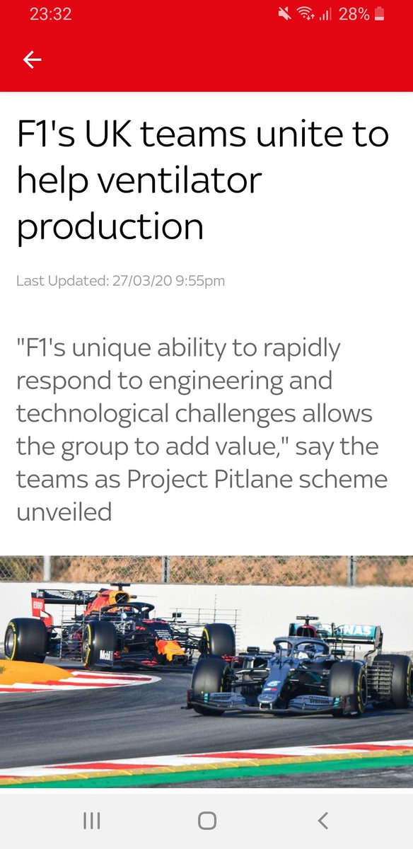 And this is one of the many reasons I love @f1 - the fact that a SPORT is able to jump in and assist because they operate at such a high technological level, and they are essentially Tech Companies as well as a major sports team 👏❤ #Projectpitlane #F1