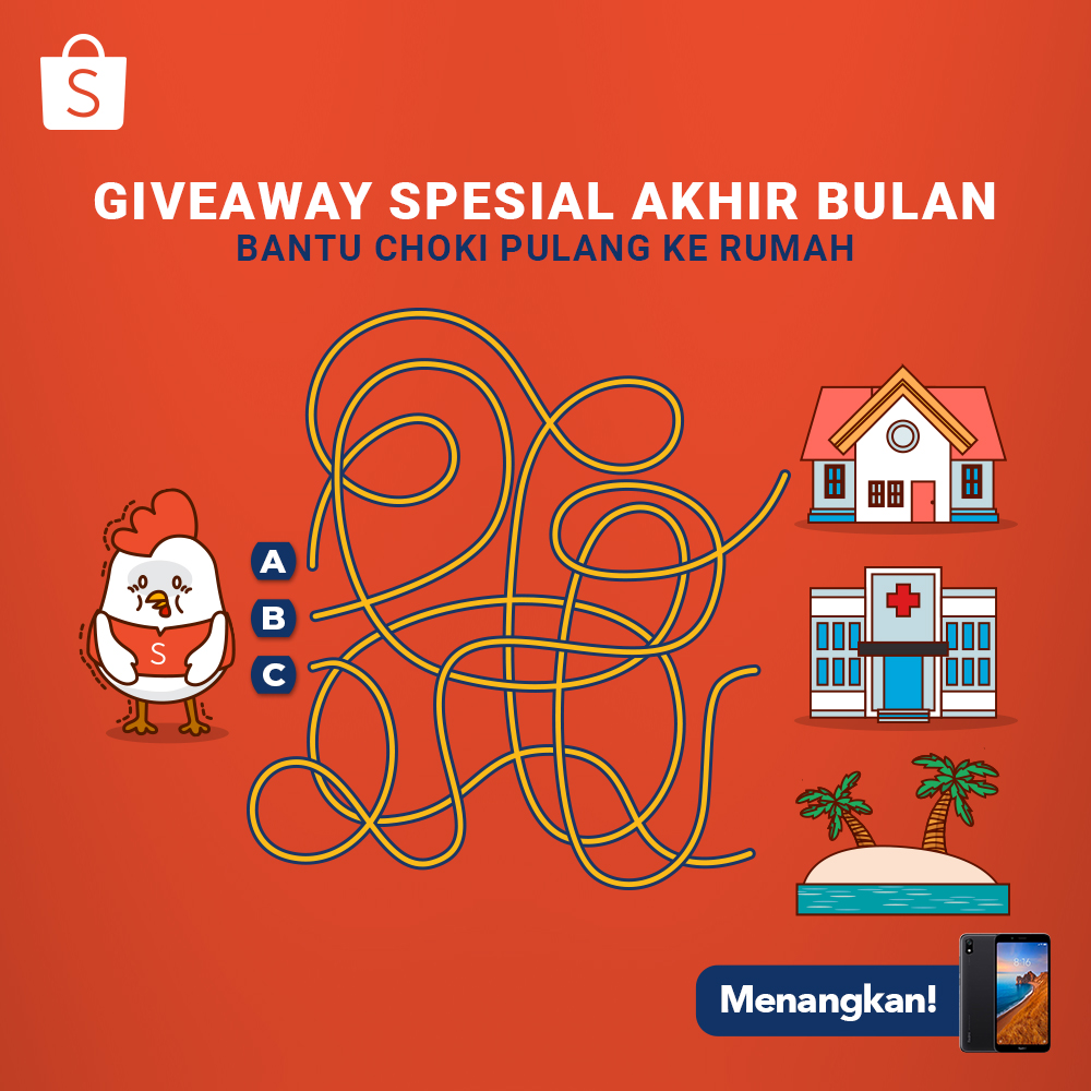 1. FOLLOW @shopeeid
2. RETWEET &amp; LIKE tweet ini
3. REPLY JAWABANMU "A/B/C" pake hestek #GiveawaySpesialShopee SEBANYAK-BANYAKNYA
4. 1 pemenang dipilih ACAK buat dapetin Xiaomi Redmi 7A , diumumin 31 Maret '20.

Periode sampai 30 Maret '20. Goodluck! 🥰