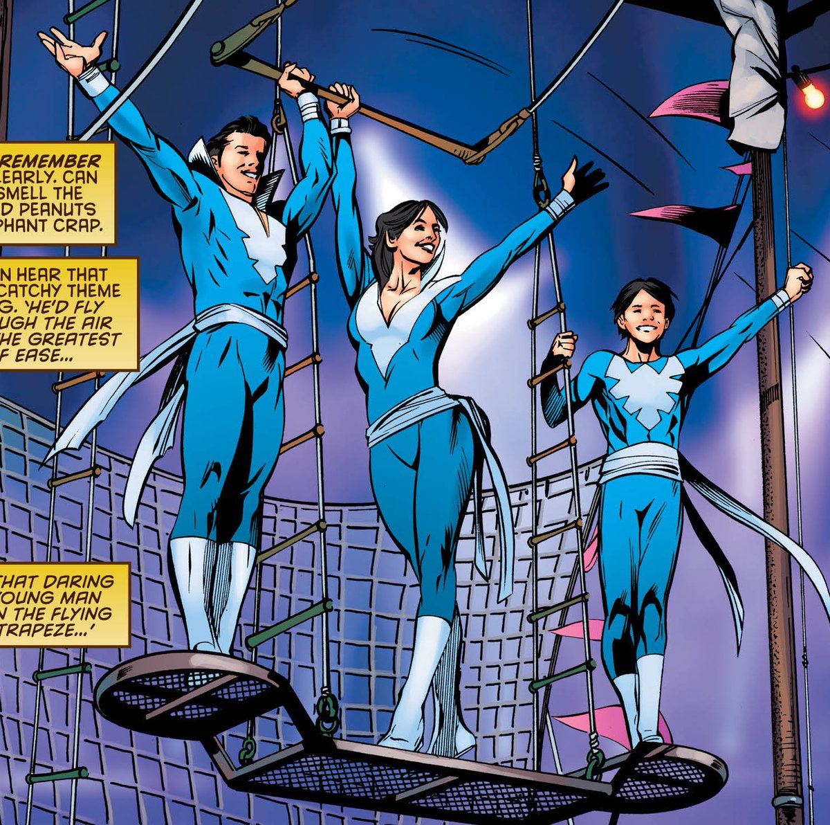 wxIIywest's tweet photo. dicks future nightwing suit being inspired by his parents circus’s costumes,,, MWAH i love it https://t.co/4JmN0P1CnW