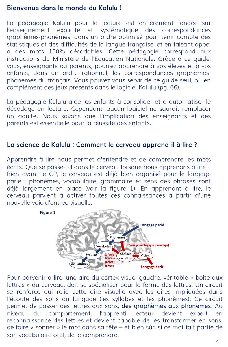 StanDehaene's tweet image. Mon laboratoire rendra bientôt disponible son logiciel "Kalulu" pour l'apprentissage de la lecture, dont une étude randomisée a montré l'efficacité:
link.springer.com/article/10.100…
Voici déjà le manuel pédagogique qui peut être utilisé seul, sans ordinateur:
ludoeducation.fr