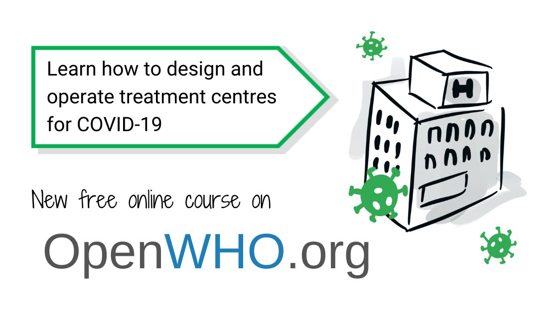 New free  #OpenWHO online course:Learn how to set up & operate severe acute respiratory infection treatment centres, including for  #COVID19:- Designing a screening area & treatment centre- Repurposing an existing buildingEnroll today:  https://bit.ly/3bAlXiw  #coronavirus