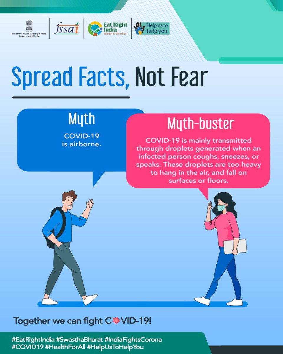 fssaiindia's tweet photo. Let’s spread facts, not fear and come together to fight #COVID19.

#SwasthaBharat #HelpUsToHelpYou #HealthForAll #CoronaLockdown #StayHomeSaveLives  

@MoHFW_INDIA @drharshvardhan @DrHVoffice https://t.co/uXo79hKxE7