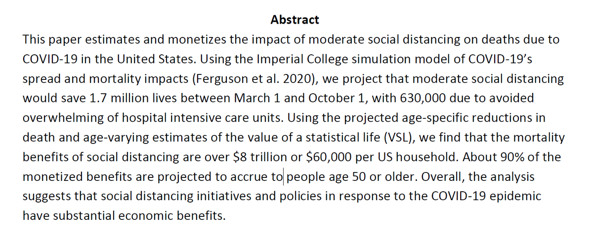 This is the first cost-benefit analysis of social distancing that I have seen - Michael Greenstone and Vishan Nigam - Does Social Distancing Matter? - University of Chicago: papers.ssrn.com/sol3/papers.cf…