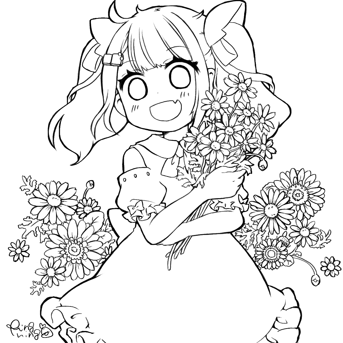 りんりん 玲玲 Vtuber 塗り絵ができたよ りんりんとぬりえ りんりんとあそぼう テーマは春な塗り絵 決まった色ははないので 好きな色でぬってね 難しそうだなっておもったときのために ミニキャラを塗り絵にしたのも用意したよ