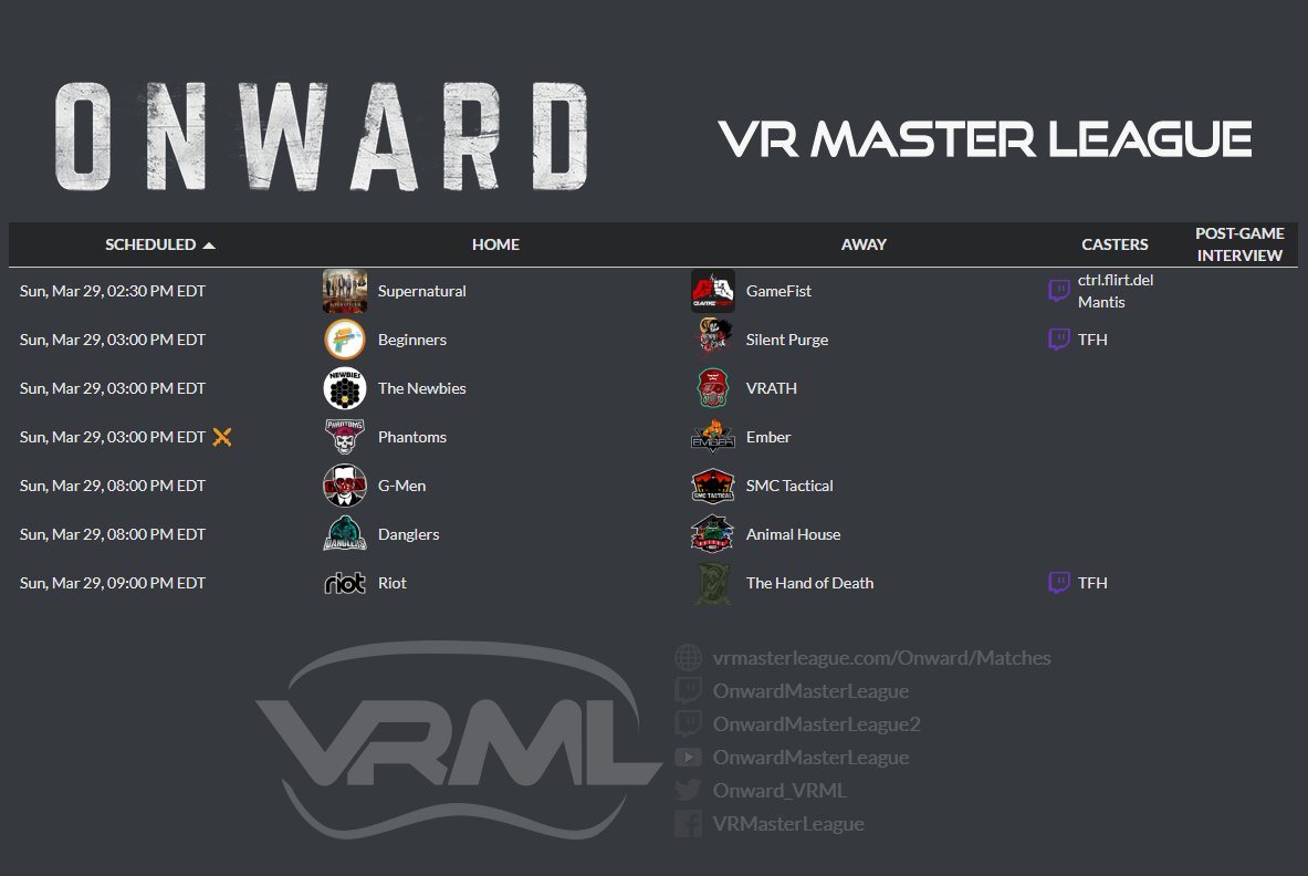 Onward_VRML's tweet photo. Keep your eyes pealed for these incredible matches!
🌐https://t.co/MPrlLqNtnz
📺https://t.co/Ch19S3t5Te
📺https://t.co/OmXbBuVMDp
🗣️https://t.co/rInw0nV4rk
with @VRchazen @vanloopmedia @EsportsTfh 
#OnwardVR #VResports #SundayFunday #CAPCAPCAP #CLUTCH #BOOM https://t.co/QLxY3bychC