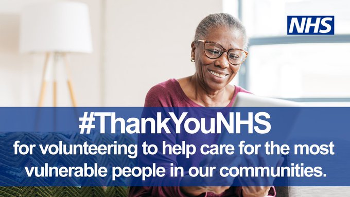 #ThankYouNHS for volunteering to help care for some of the most vulnerable people in our communities
