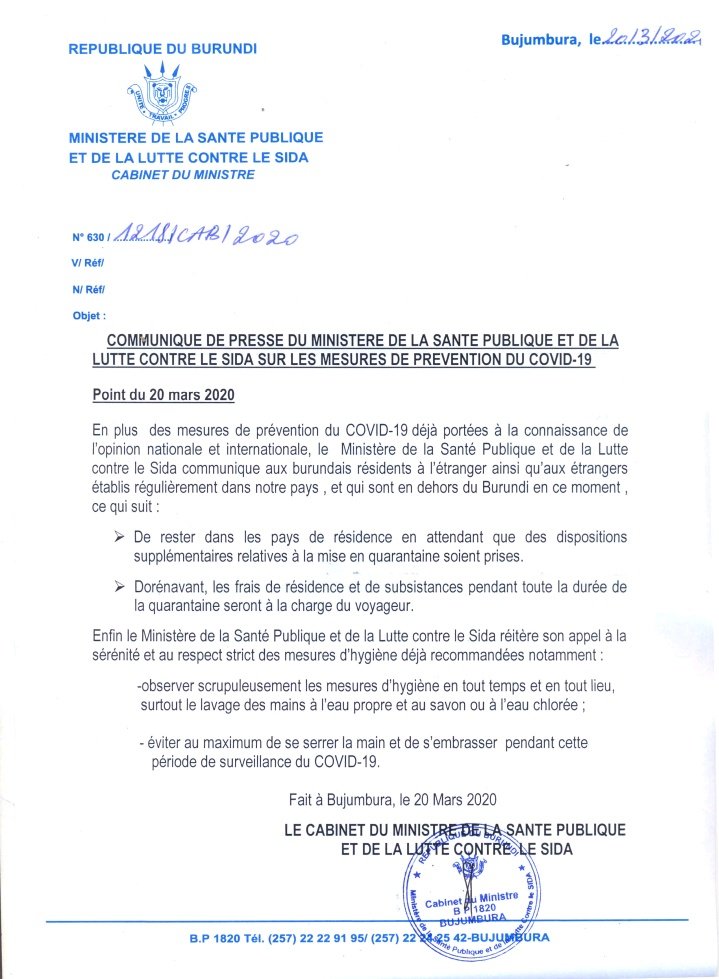   #COVID19: 17 Burundais venus du  #Rwanda il y a 5 jours sont en quarantaine à l'hôtel Nziza Trust de  #Kirundo. Le gérant se demande qui va payer le séjour Pour rappel, le  @BurundiGov a été clair: au  #Burundi, les frais de subsistance en quarantaine sont à charge du voyageur