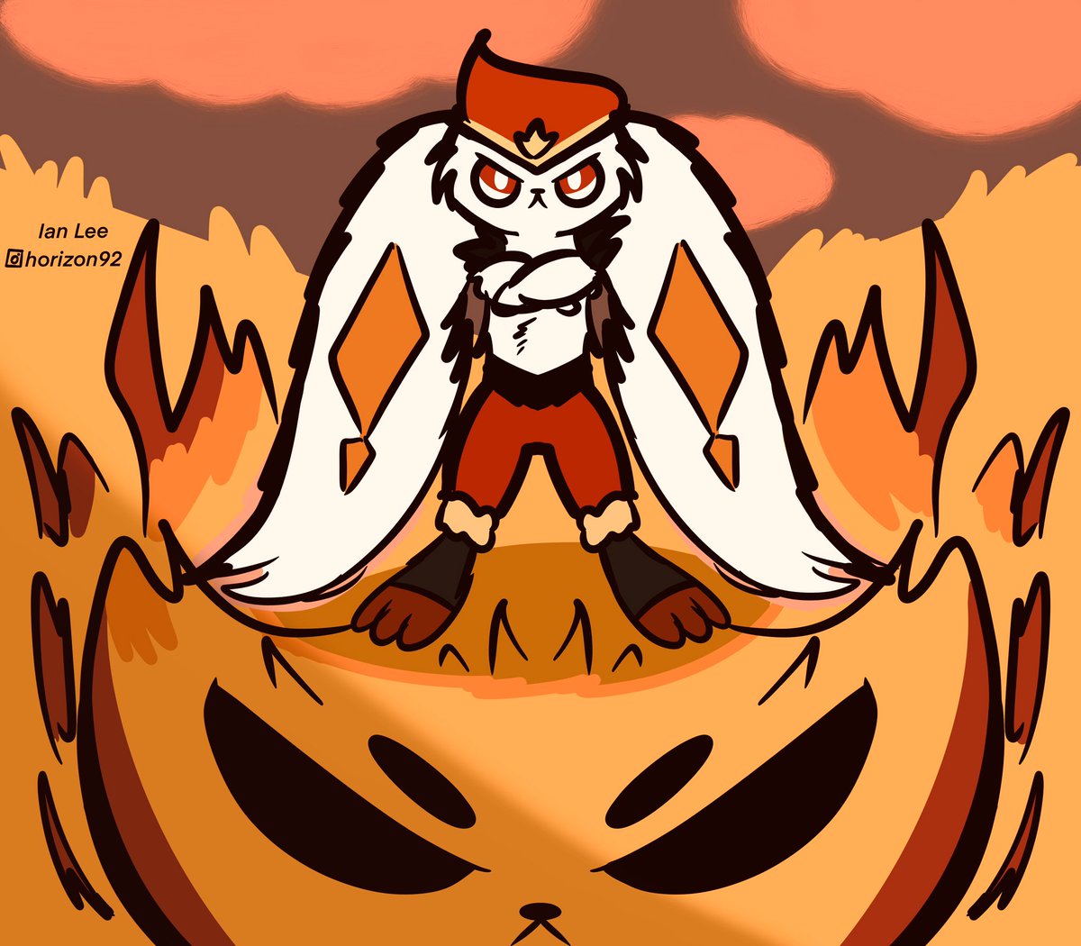 HorizonArtt's tweet photo. Gmax Cinderace π° π₯, #cinderace #gmaxcinderace #pokemon #art #PokemonSwordShield #gaming #nintendo #fire #bunny https://t.co/k4v1pRvnhM