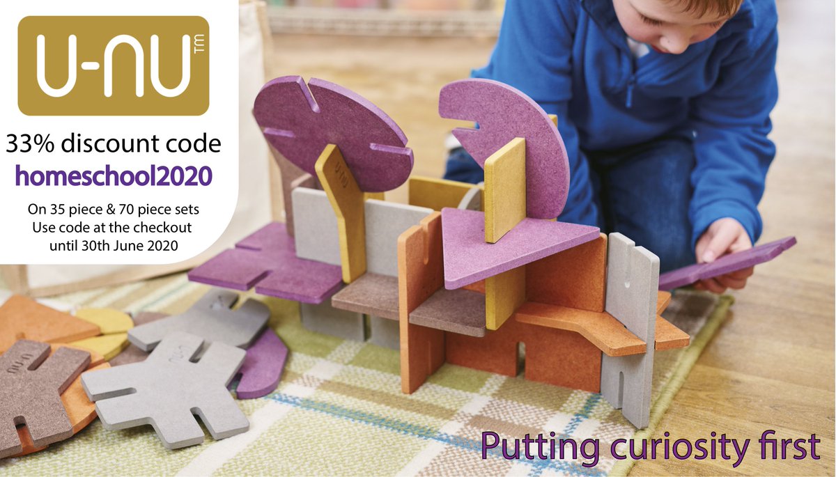 In support of our many u-nu gurus now in #homeschool we want to offer a third off our award winning, eco-friendly, open-ended resources. Visit u-nu.co.uk and use discount code homeschool2020 for 33% discount and free UK delivery.
