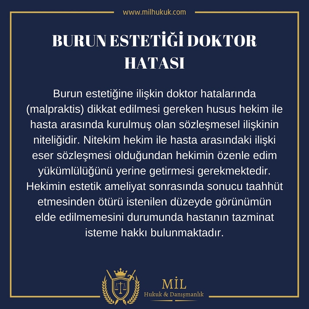 Burun estetiğine ilişkin doktor hatalarında (malpraktis) tazminat isteme hakkı bulunmaktadır.  milhukuk.com/blog-detay/tip…  #malpraktis #hekimhatası #tazminat #tazminatdavası #tazminathukuku #tazminathakkı #estetik #estetikburunameliyati #tıphukuku #sağlıkhukuku #tıphukukuavukatı
