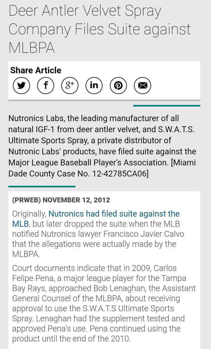 9) This was ok in the MLB until the MLBPA found out it had a contamination of an extra hormone added to it causing positive test results. https://www.prweb.com/releases/deer-antler-velvet-spray/nutronics-labs-sues-mlbpa/prweb10112936.htm