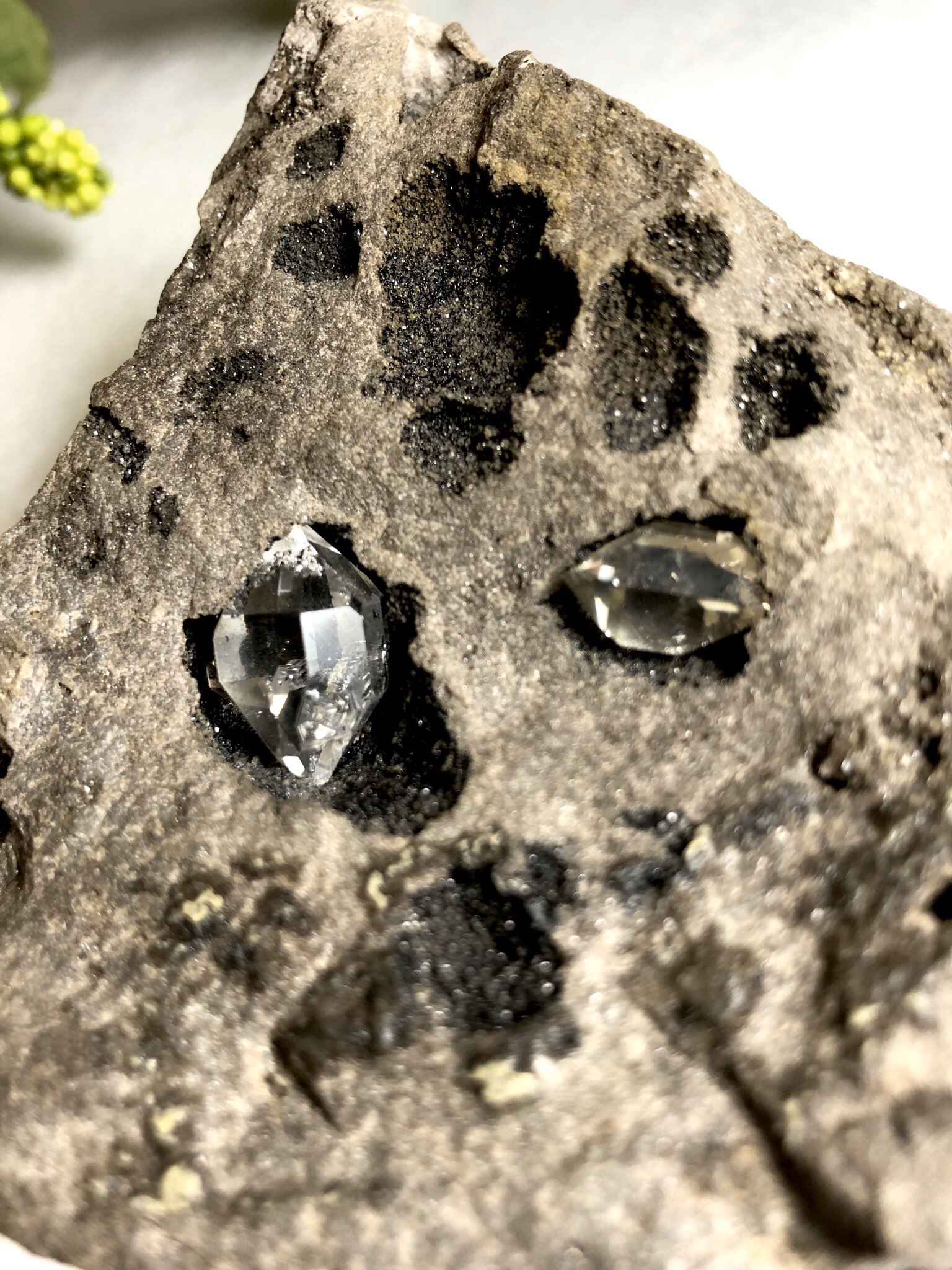 ペトラ ハーキマー水晶の 母岩付き原石です ハーキマーダイヤモンドとも 呼ばれる ニューヨークハーキマーで 産出される 名前の通り ダイヤモンドのように 綺麗な水晶です ハーキマー水晶 ハーキマーダイヤモンド 天然石アクセサリー 天然石