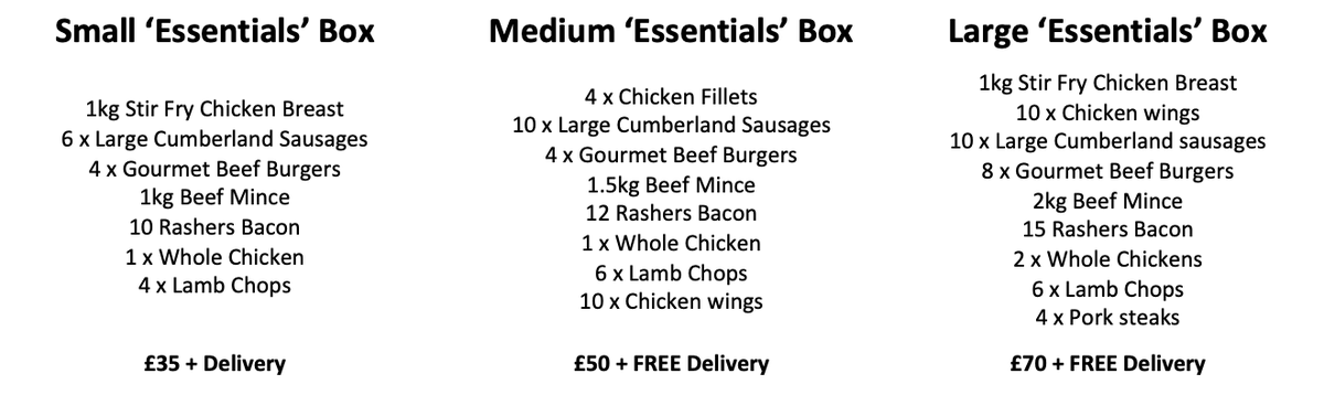 Porterfords's tweet image. We are taking orders for this week from Wednesday onwards but slots are going fast so get your order in soon.

We are also offering a 'Fish Box' along with any box purchased from us.

To place an order message us directly or email porterfords@aol.co.uk

porterfordbutchers.co.uk